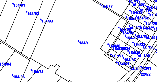 Parcela st. 154/1 v KÚ Chroustovice, Katastrální mapa