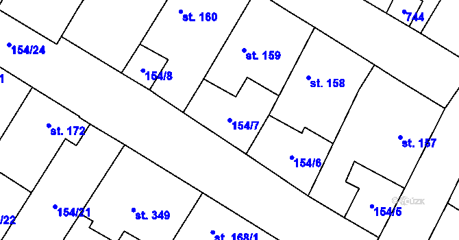 Parcela st. 154/7 v KÚ Chroustovice, Katastrální mapa