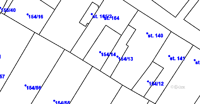 Parcela st. 154/14 v KÚ Chroustovice, Katastrální mapa