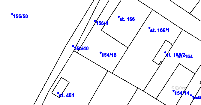 Parcela st. 154/16 v KÚ Chroustovice, Katastrální mapa