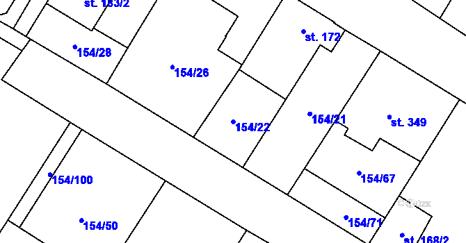 Parcela st. 154/22 v KÚ Chroustovice, Katastrální mapa