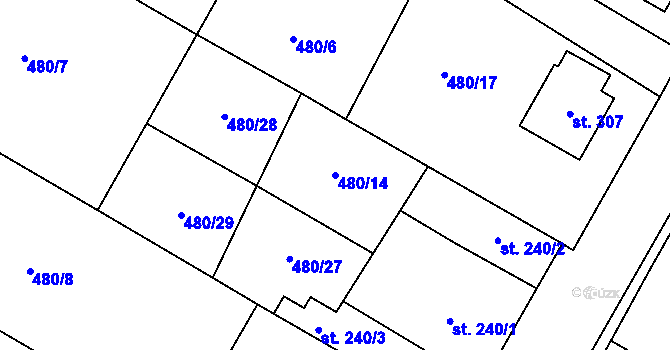Parcela st. 480/14 v KÚ Chroustovice, Katastrální mapa