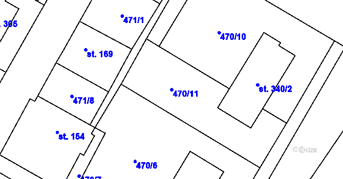 Parcela st. 470/11 v KÚ Chroustovice, Katastrální mapa