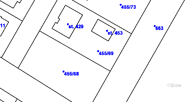 Parcela st. 455/69 v KÚ Chroustovice, Katastrální mapa