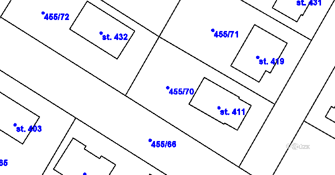 Parcela st. 455/70 v KÚ Chroustovice, Katastrální mapa
