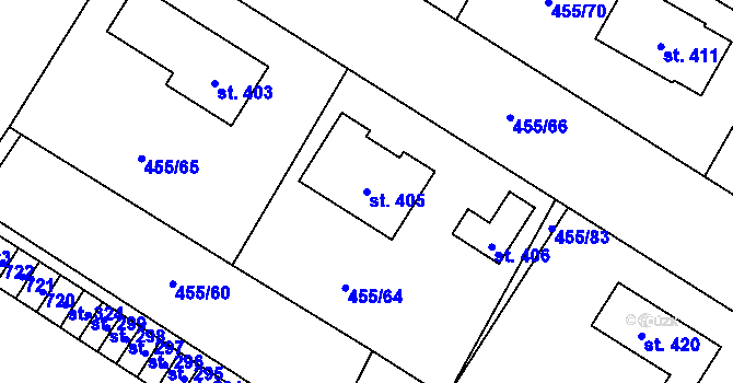 Parcela st. 405 v KÚ Chroustovice, Katastrální mapa