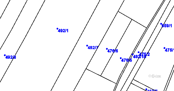 Parcela st. 492/7 v KÚ Chroustovice, Katastrální mapa