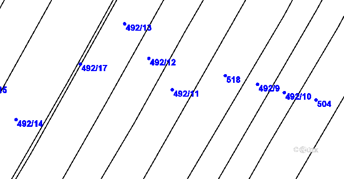 Parcela st. 492/11 v KÚ Chroustovice, Katastrální mapa