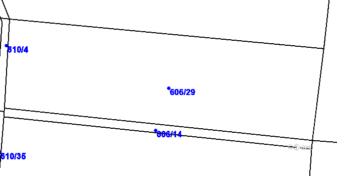 Parcela st. 606/29 v KÚ Chroustovice, Katastrální mapa
