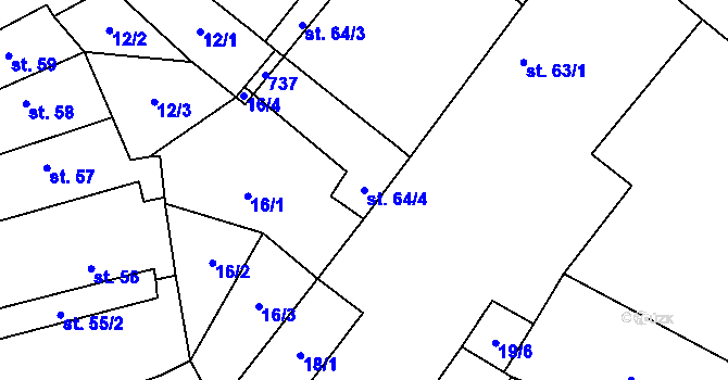 Parcela st. 64/4 v KÚ Chroustovice, Katastrální mapa