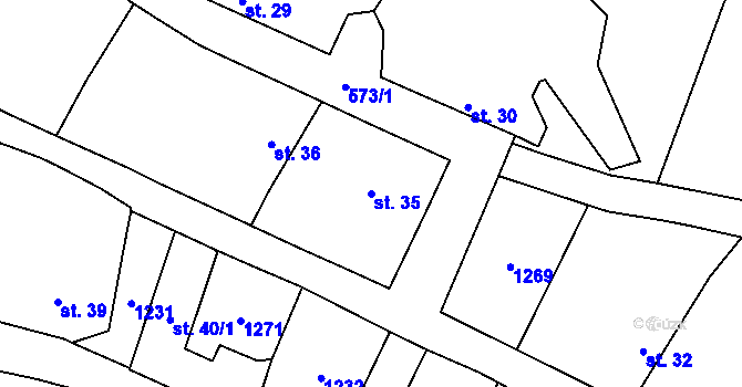 Parcela st. 35 v KÚ Chrtníč, Katastrální mapa