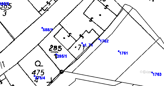 Parcela st. 71 v KÚ Chrtníč, Katastrální mapa