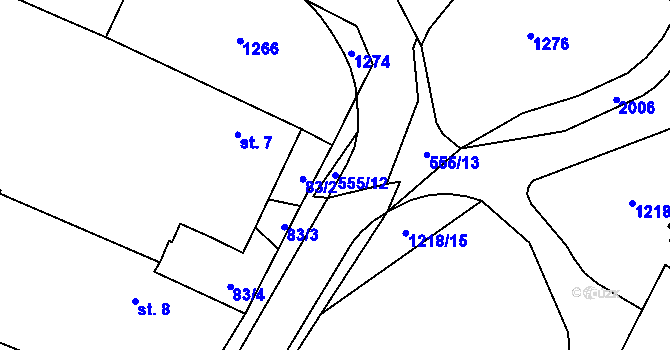 Parcela st. 555/12 v KÚ Chrtníč, Katastrální mapa