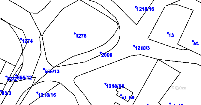Parcela st. 2006 v KÚ Chrtníč, Katastrální mapa