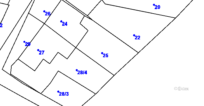 Parcela st. 25 v KÚ Chrudichromy, Katastrální mapa