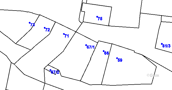 Parcela st. 67/1 v KÚ Chrudichromy, Katastrální mapa