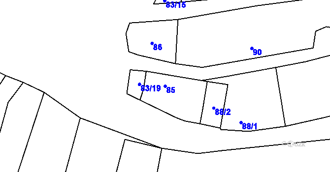 Parcela st. 85 v KÚ Chrudichromy, Katastrální mapa