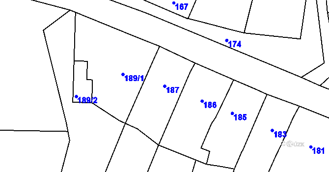 Parcela st. 187 v KÚ Chrudichromy, Katastrální mapa