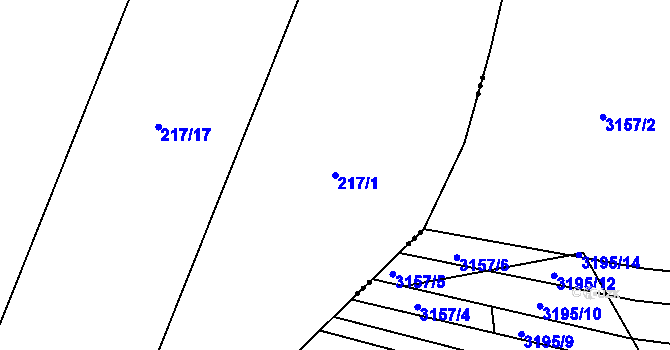 Parcela st. 217/1 v KÚ Chrudichromy, Katastrální mapa