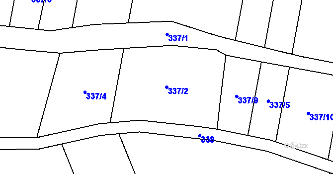 Parcela st. 337/2 v KÚ Chrudichromy, Katastrální mapa
