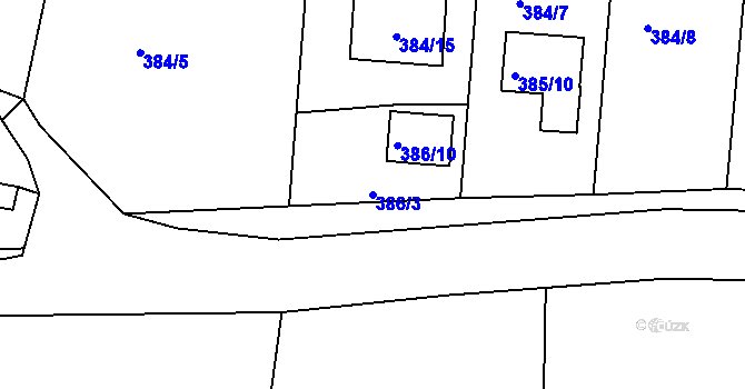 Parcela st. 386/3 v KÚ Chrudichromy, Katastrální mapa