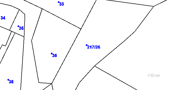 Parcela st. 217/26 v KÚ Chrudichromy, Katastrální mapa