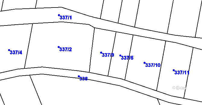 Parcela st. 337/9 v KÚ Chrudichromy, Katastrální mapa