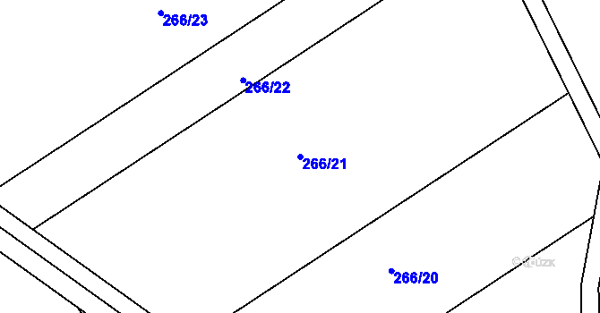 Parcela st. 266/21 v KÚ Chrudichromy, Katastrální mapa