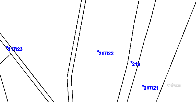 Parcela st. 217/22 v KÚ Chrudichromy, Katastrální mapa