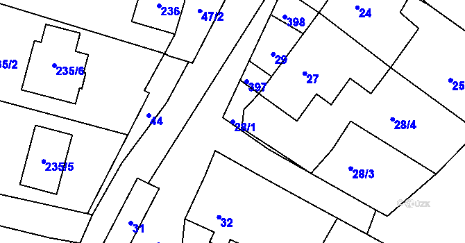 Parcela st. 28/1 v KÚ Chrudichromy, Katastrální mapa