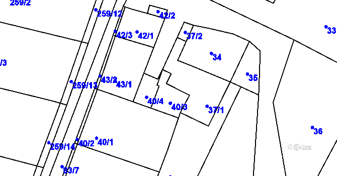 Parcela st. 40/3 v KÚ Chrudichromy, Katastrální mapa