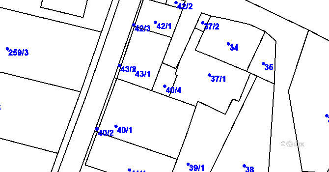 Parcela st. 40/4 v KÚ Chrudichromy, Katastrální mapa