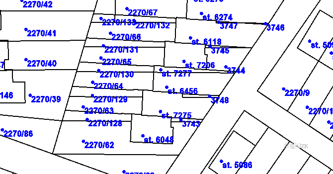 Parcela st. 6456 v KÚ Chrudim, Katastrální mapa