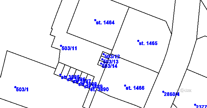 Parcela st. 503/12 v KÚ Chrudim, Katastrální mapa