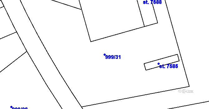 Parcela st. 999/31 v KÚ Chrudim, Katastrální mapa