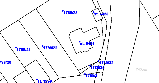 Parcela st. 6424 v KÚ Chrudim, Katastrální mapa