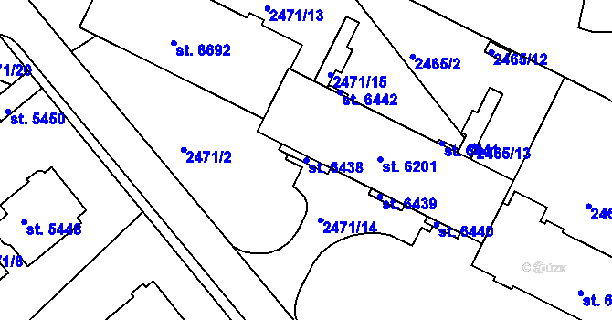 Parcela st. 6438 v KÚ Chrudim, Katastrální mapa