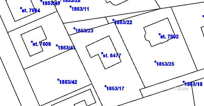 Parcela st. 6477 v KÚ Chrudim, Katastrální mapa
