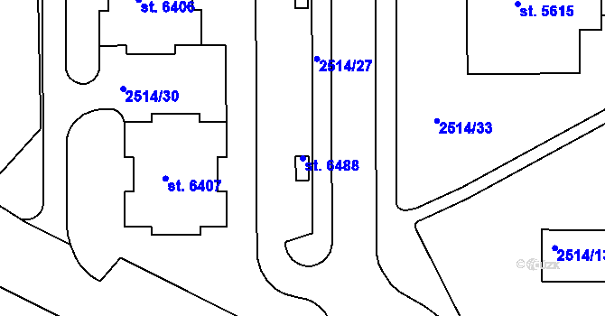 Parcela st. 6488 v KÚ Chrudim, Katastrální mapa
