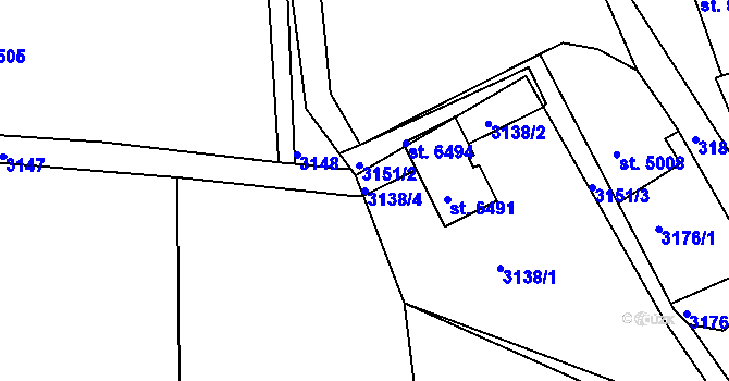 Parcela st. 3138/4 v KÚ Chrudim, Katastrální mapa