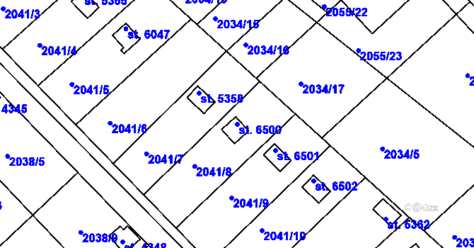 Parcela st. 6500 v KÚ Chrudim, Katastrální mapa