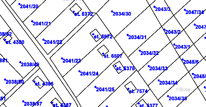 Parcela st. 6507 v KÚ Chrudim, Katastrální mapa