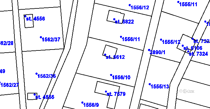 Parcela st. 6612 v KÚ Chrudim, Katastrální mapa