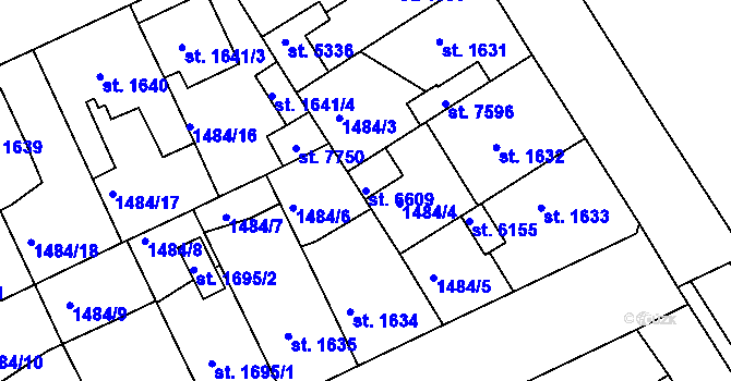Parcela st. 6609 v KÚ Chrudim, Katastrální mapa