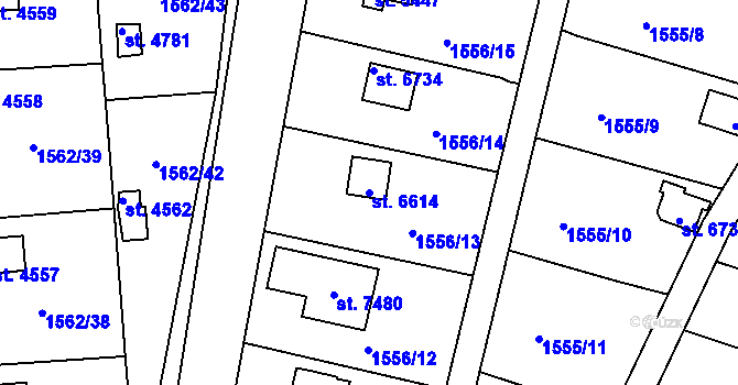 Parcela st. 6614 v KÚ Chrudim, Katastrální mapa
