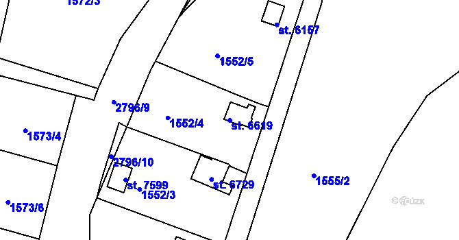 Parcela st. 6619 v KÚ Chrudim, Katastrální mapa