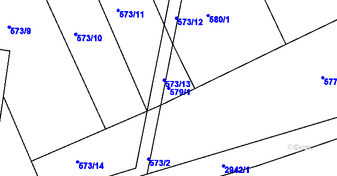 Parcela st. 579/1 v KÚ Chrudim, Katastrální mapa