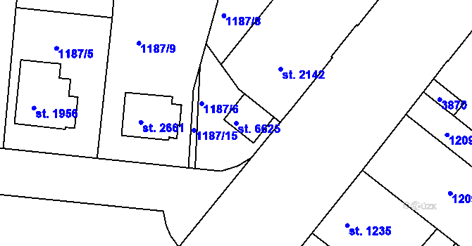 Parcela st. 6625 v KÚ Chrudim, Katastrální mapa