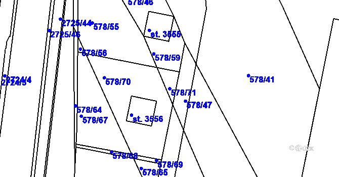 Parcela st. 578/71 v KÚ Chrudim, Katastrální mapa