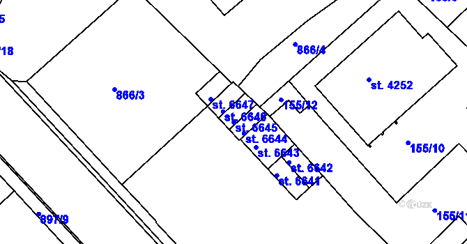 Parcela st. 6645 v KÚ Chrudim, Katastrální mapa
